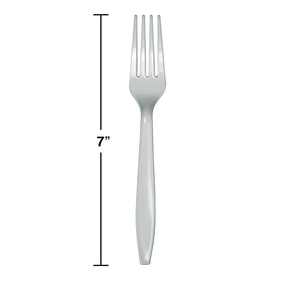 Shimmering Silver Plastic Forks 24ct | Solids