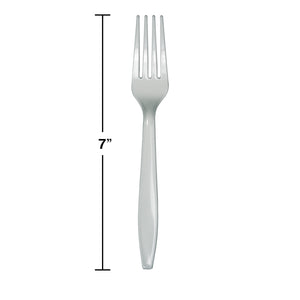 Shimmering Silver Plastic Forks 24ct | Solids