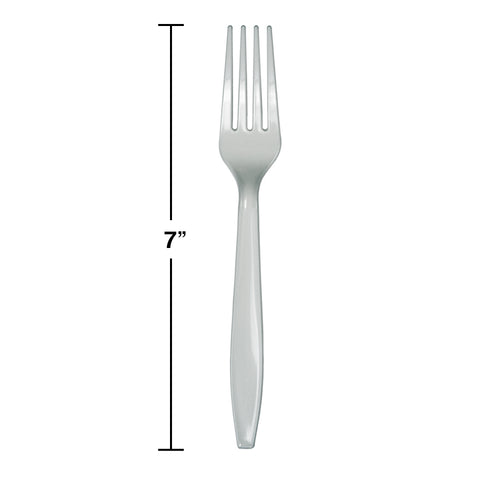Shimmering Silver Plastic Forks 24ct | Solids