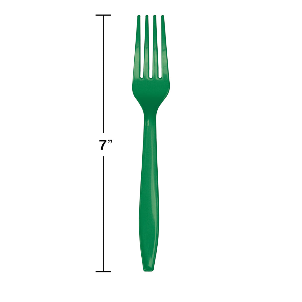 Emerald Green Plastic Forks 24ct | Solids