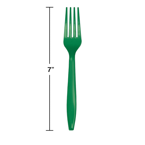 Emerald Green Plastic Forks 24ct | Solids