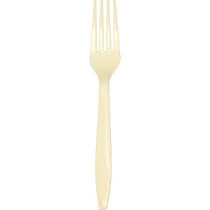 Ivory Plastic Forks 24ct | Solids