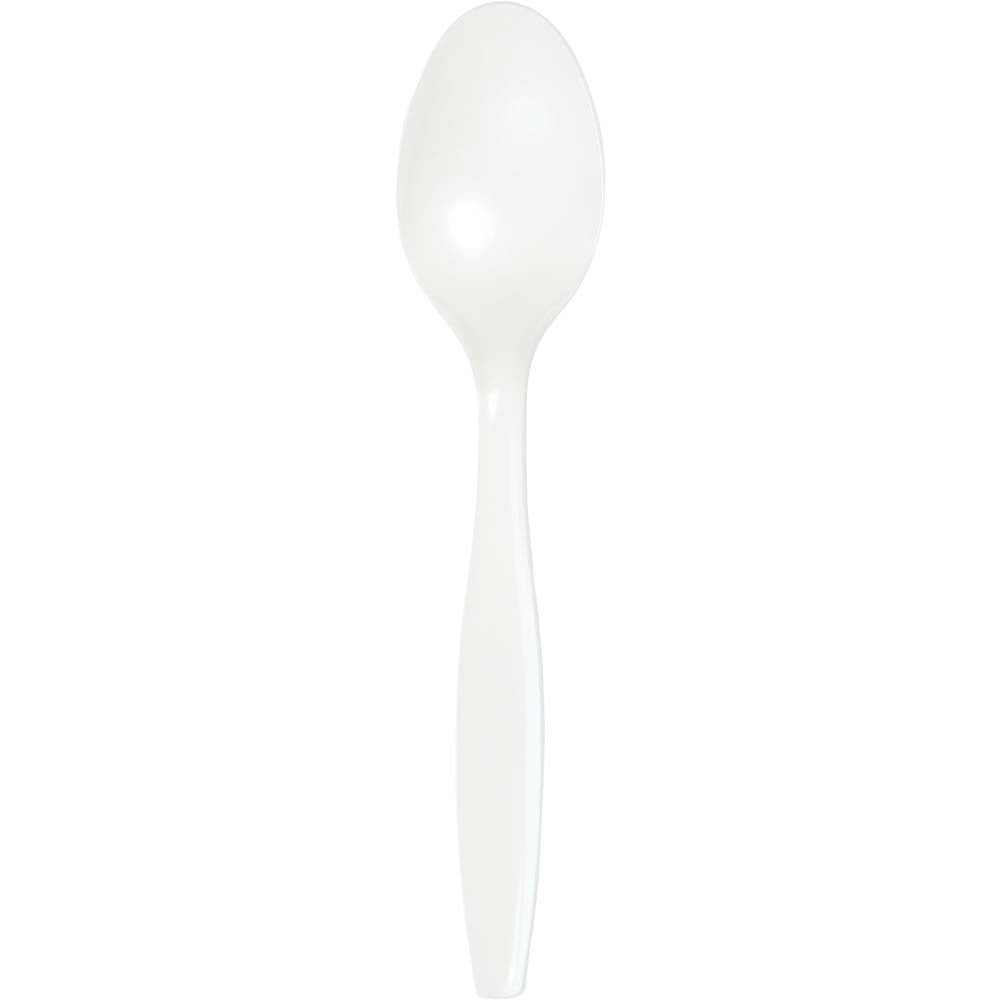 White Plastic Spoons 24ct | Solids