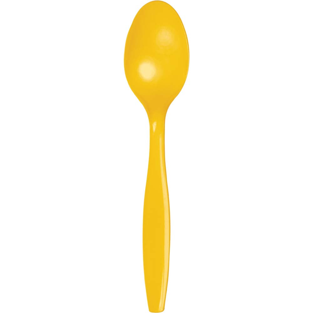 School Bus Yellow Plastic Spoons 24ct | Solids