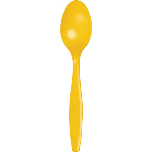 School Bus Yellow Plastic Spoons 24ct | Solids