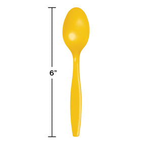 School Bus Yellow Plastic Spoons 24ct | Solids