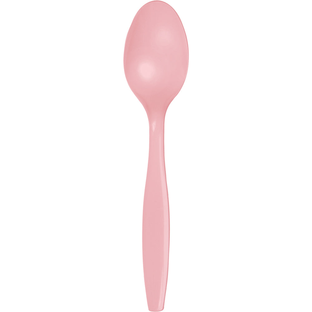 Classic Pink Plastic Spoons 24ct | Solids