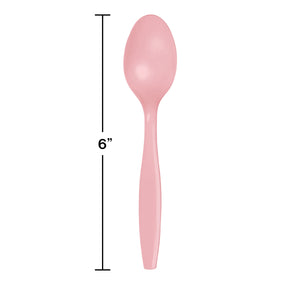 Classic Pink Plastic Spoons 24ct | Solids