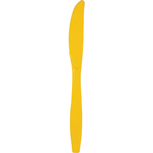 School Bus Yellow Plastic Knives 24ct | Solids