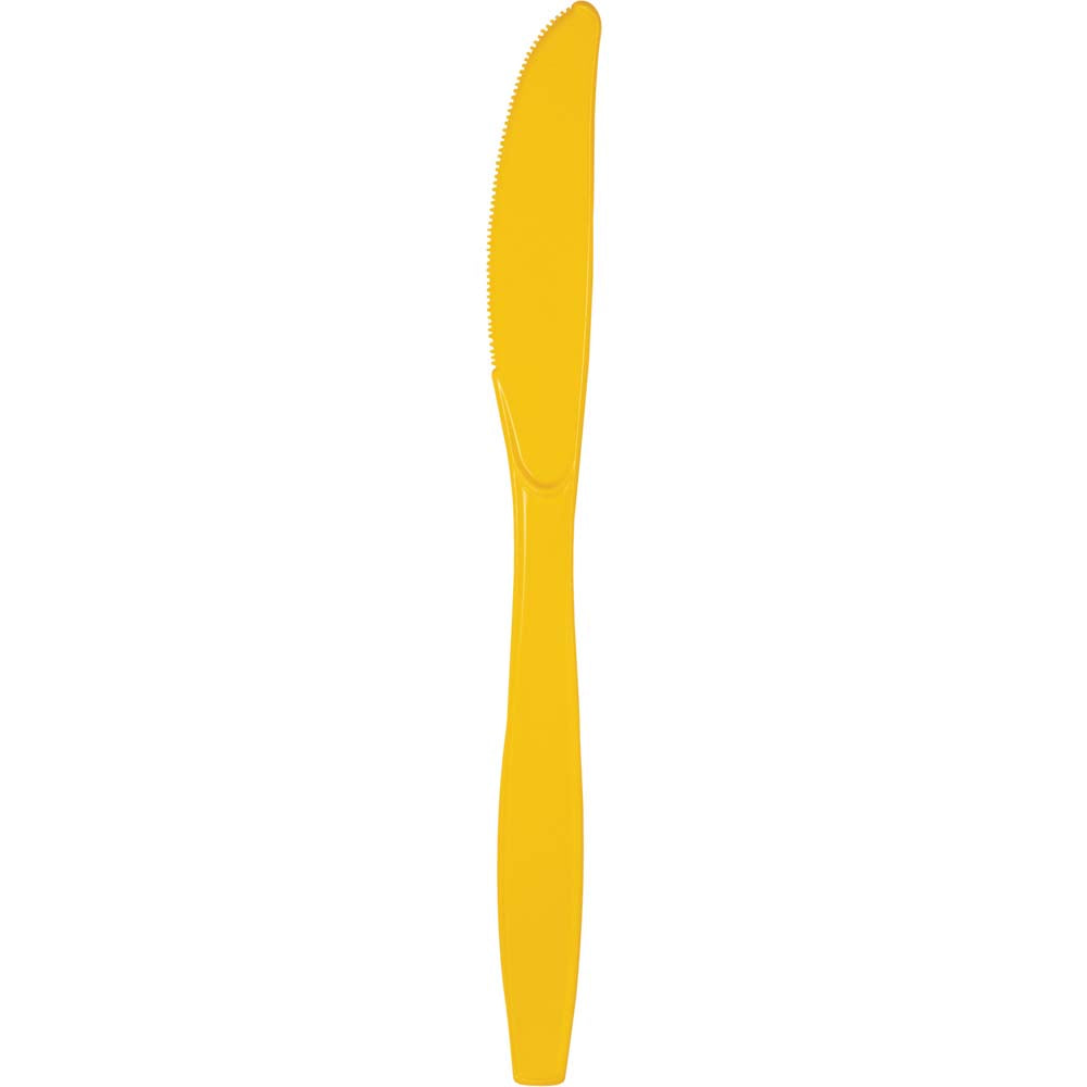 School Bus Yellow Plastic Knives 24ct | Solids