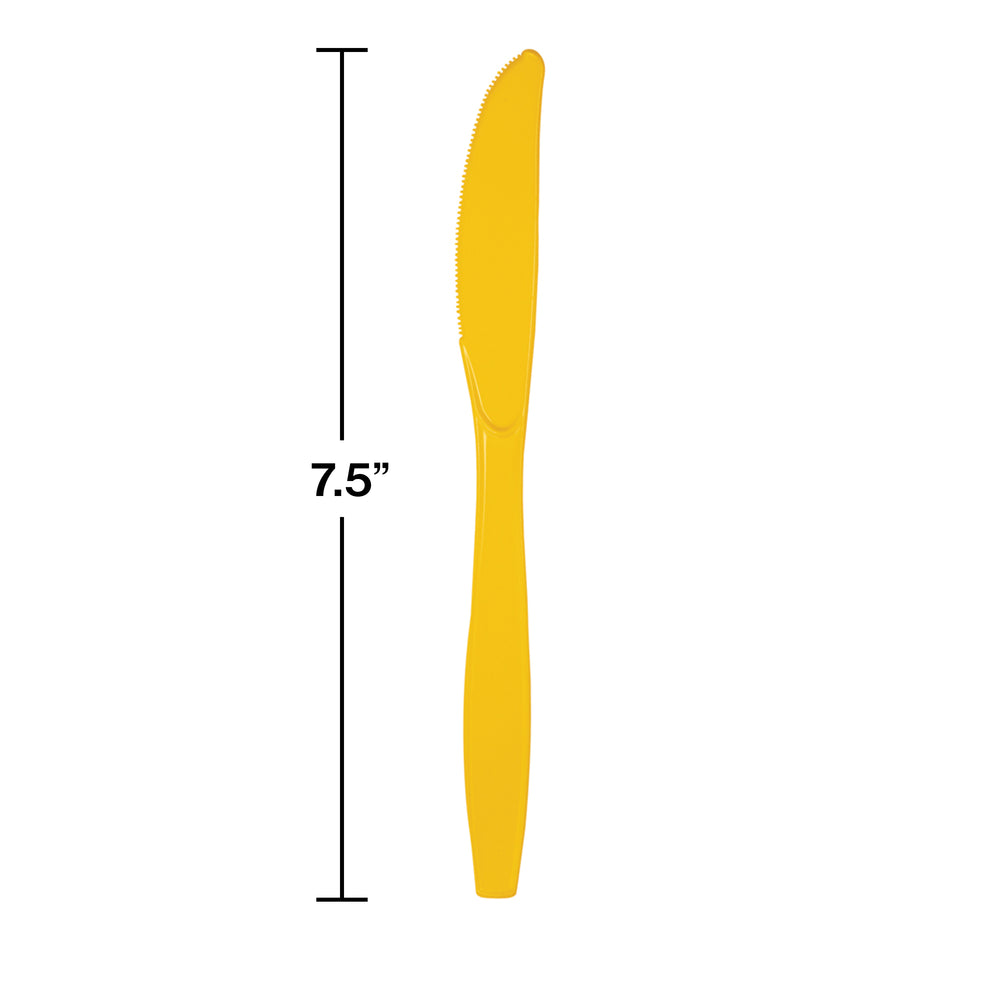 School Bus Yellow Plastic Knives 24ct | Solids
