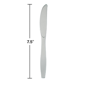 Shimmering Silver Plastic Knives 24ct | Solids
