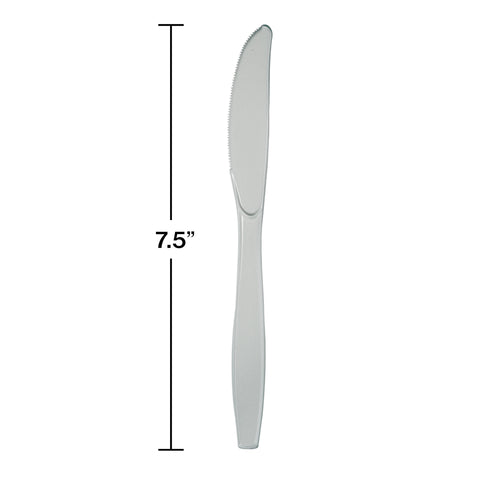 Shimmering Silver Plastic Knives 24ct | Solids