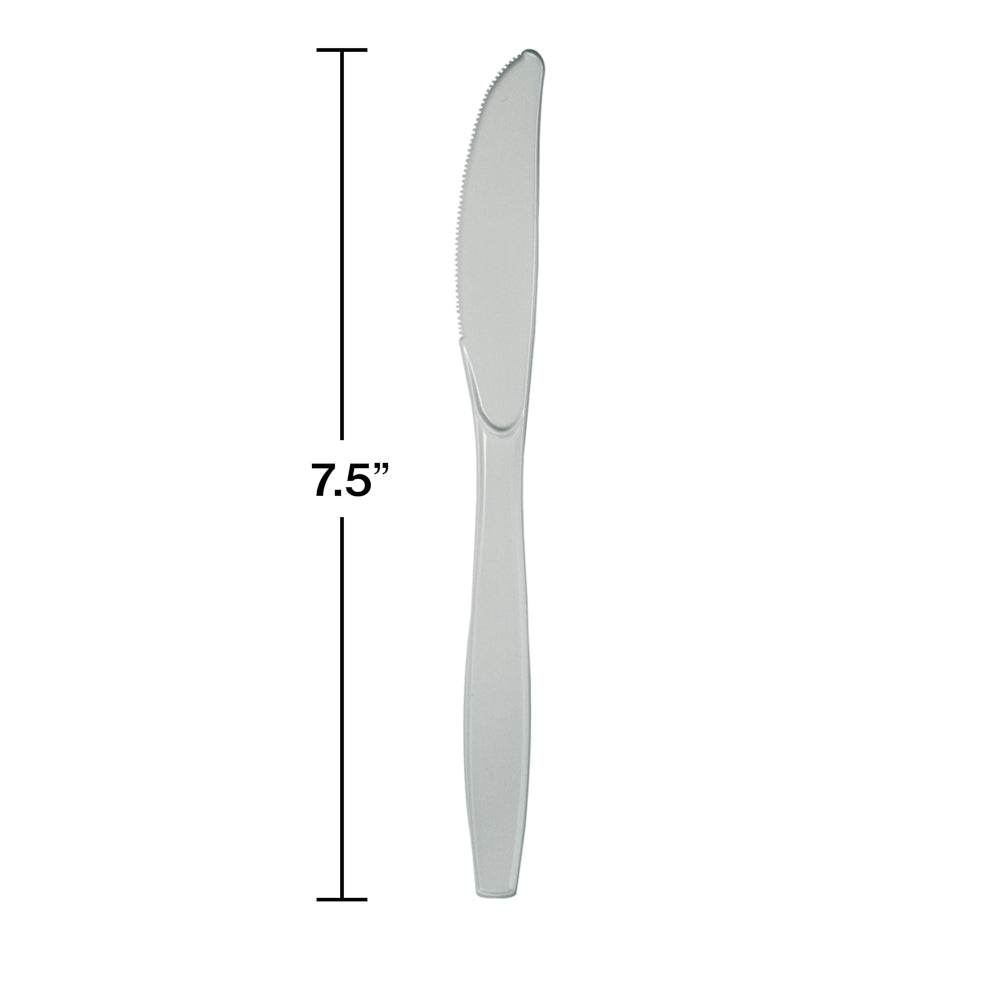Shimmering Silver Plastic Knives 24ct | Solids