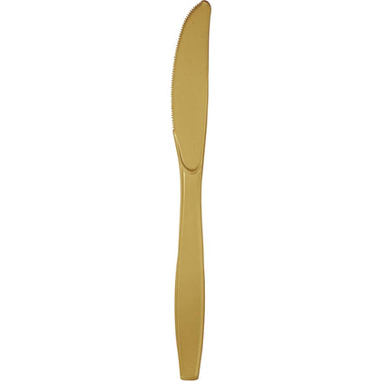 Glittering Gold Plastic Knives 24ct | Solids