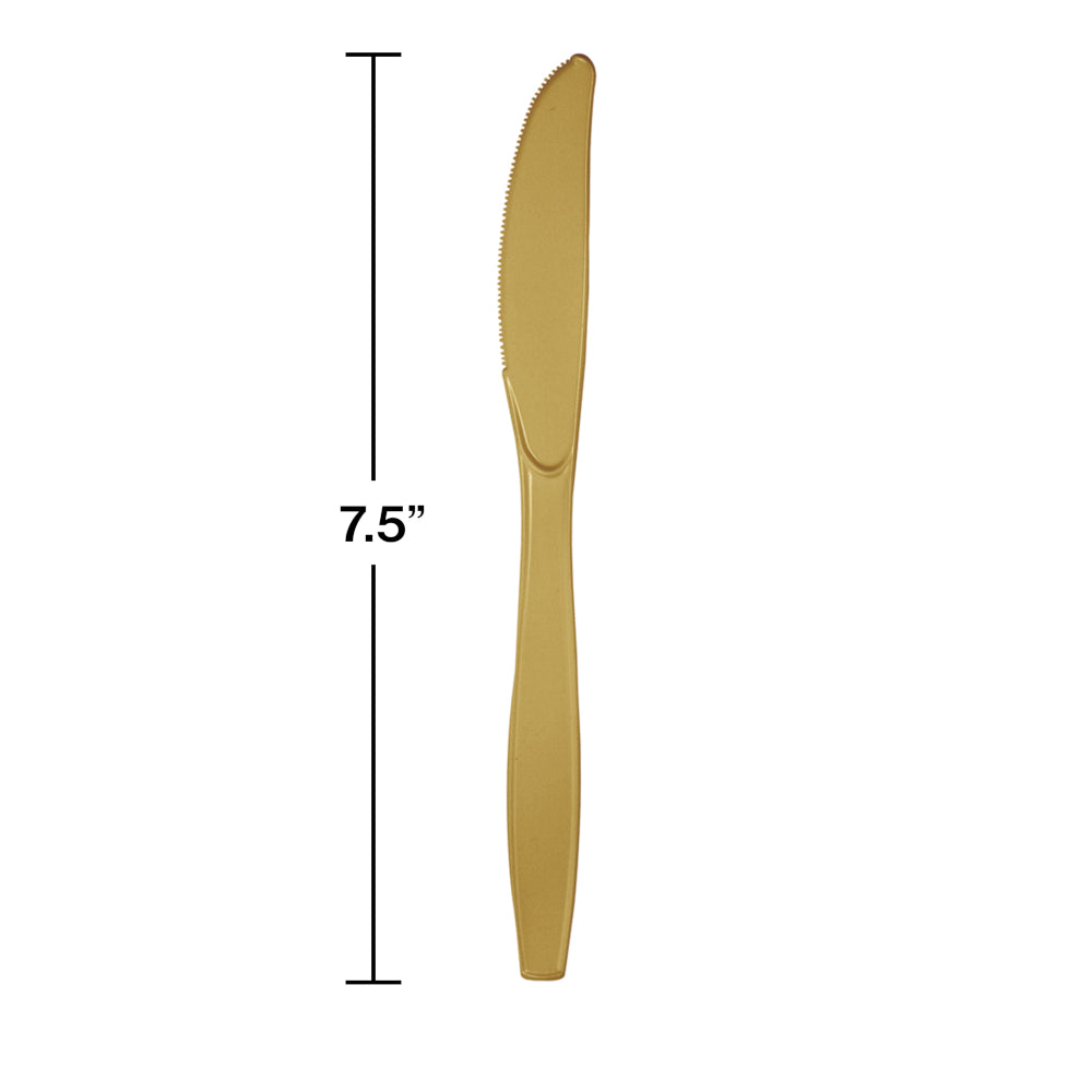 Glittering Gold Plastic Knives 24ct | Solids