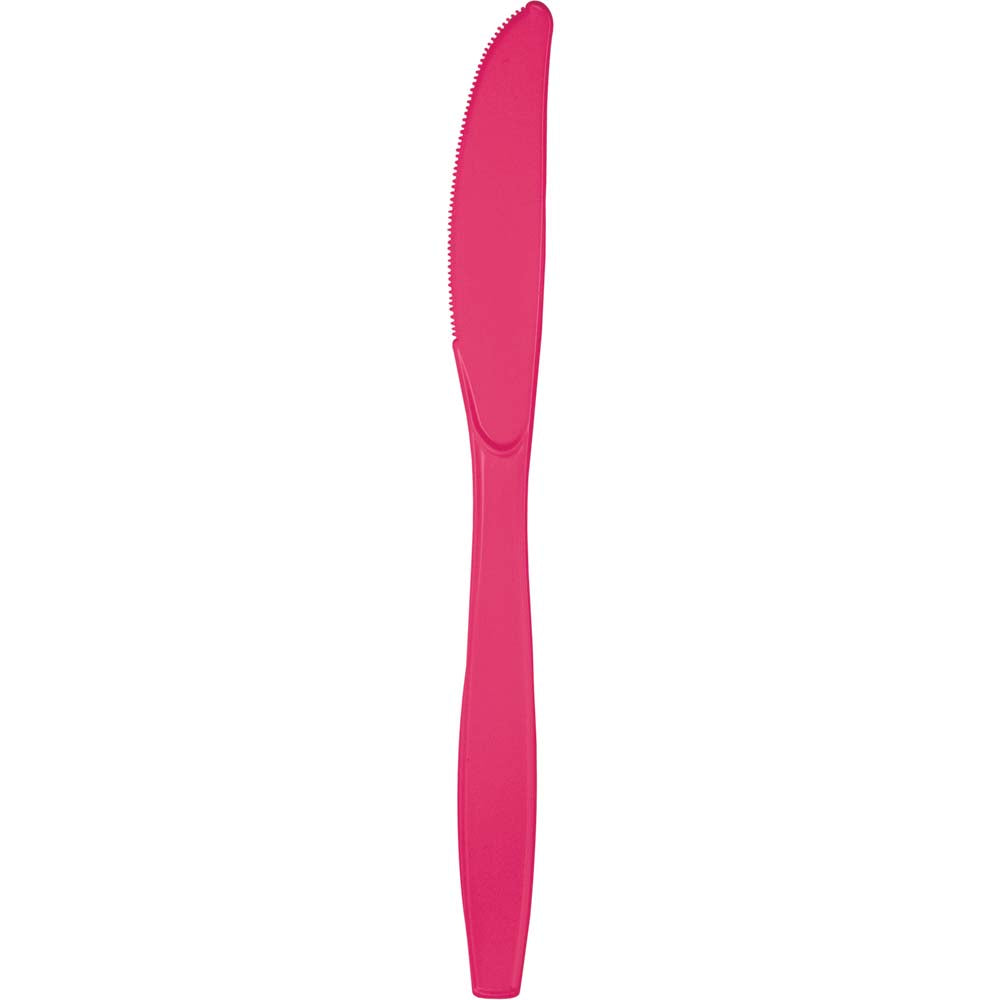 Hot Magenta Plastic Knives 24ct | Solids