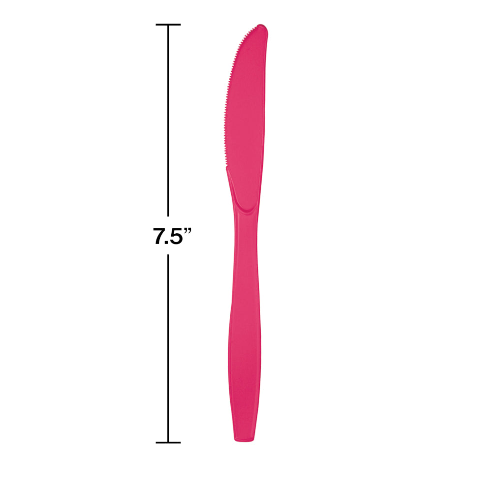 Hot Magenta Plastic Knives 24ct | Solids