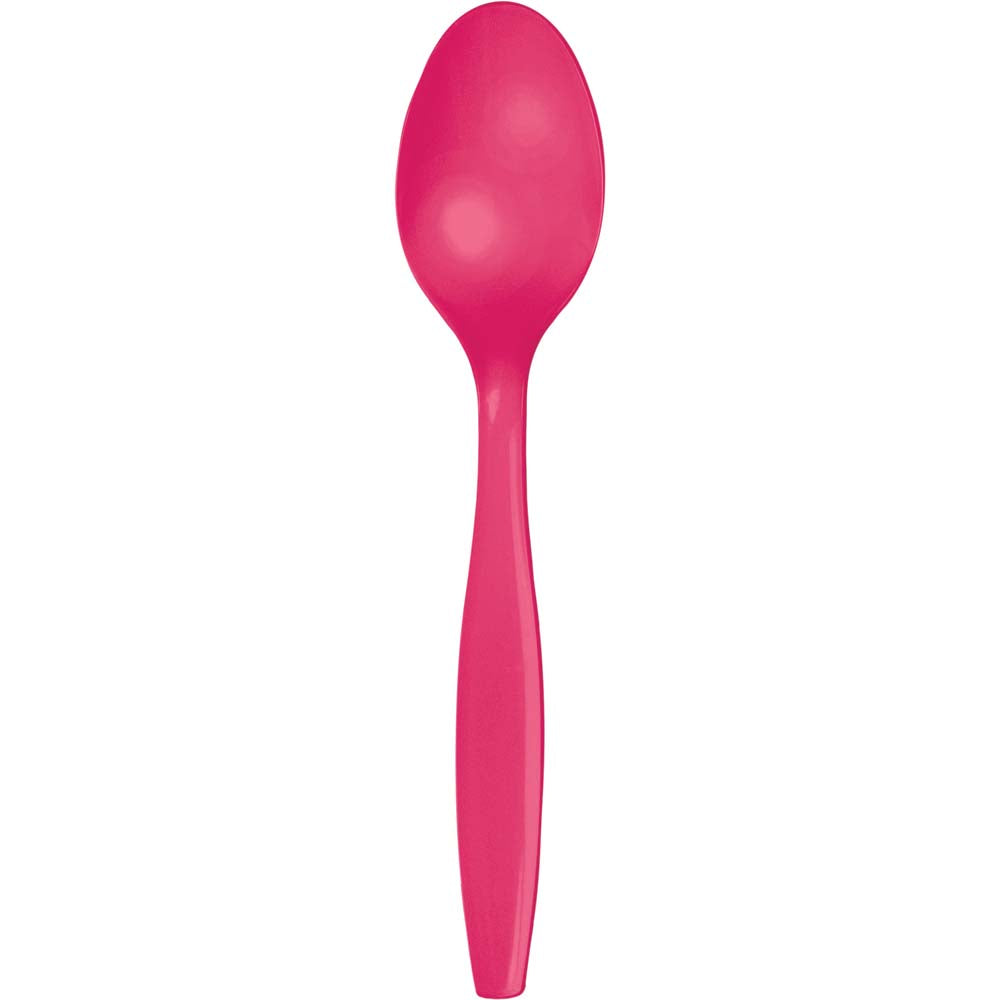 Hot Magenta Plastic Spoons 24ct | Solids