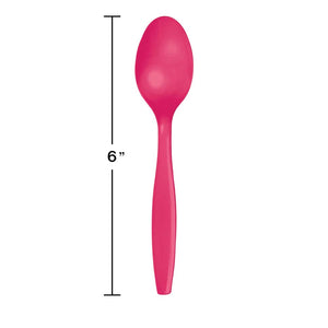 Hot Magenta Plastic Spoons 24ct | Solids