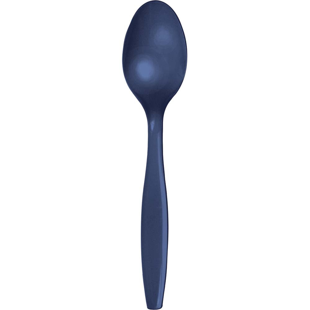 Navy Blue Plastic Spoons 24ct | Solids