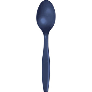 Navy Blue Plastic Spoons 24ct | Solids