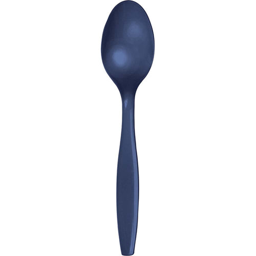 Navy Blue Plastic Spoons 24ct | Solids