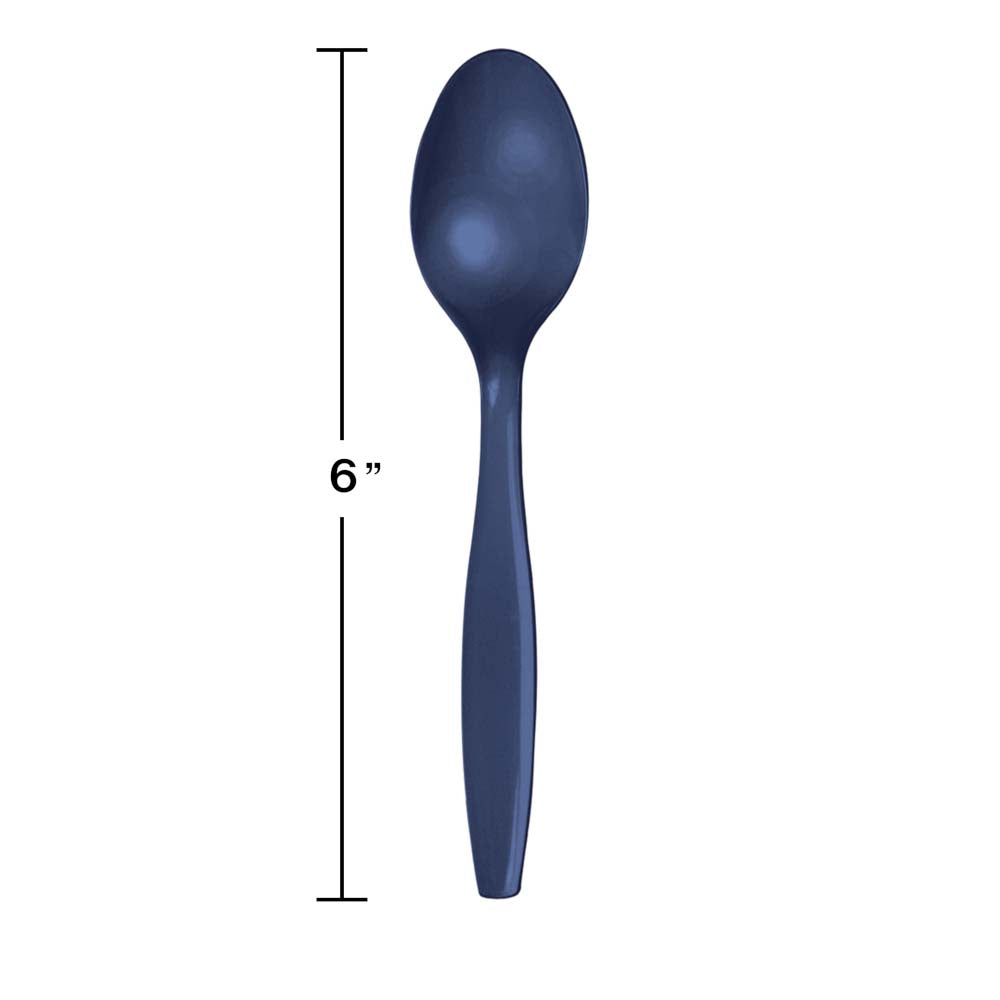 Navy Blue Plastic Spoons 24ct | Solids