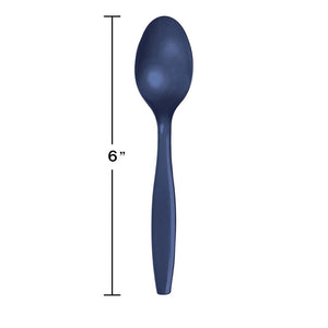 Navy Blue Plastic Spoons 24ct | Solids