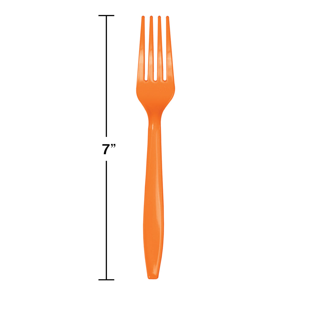 Sun Kissed Orange Plastic Forks 24ct | Solids