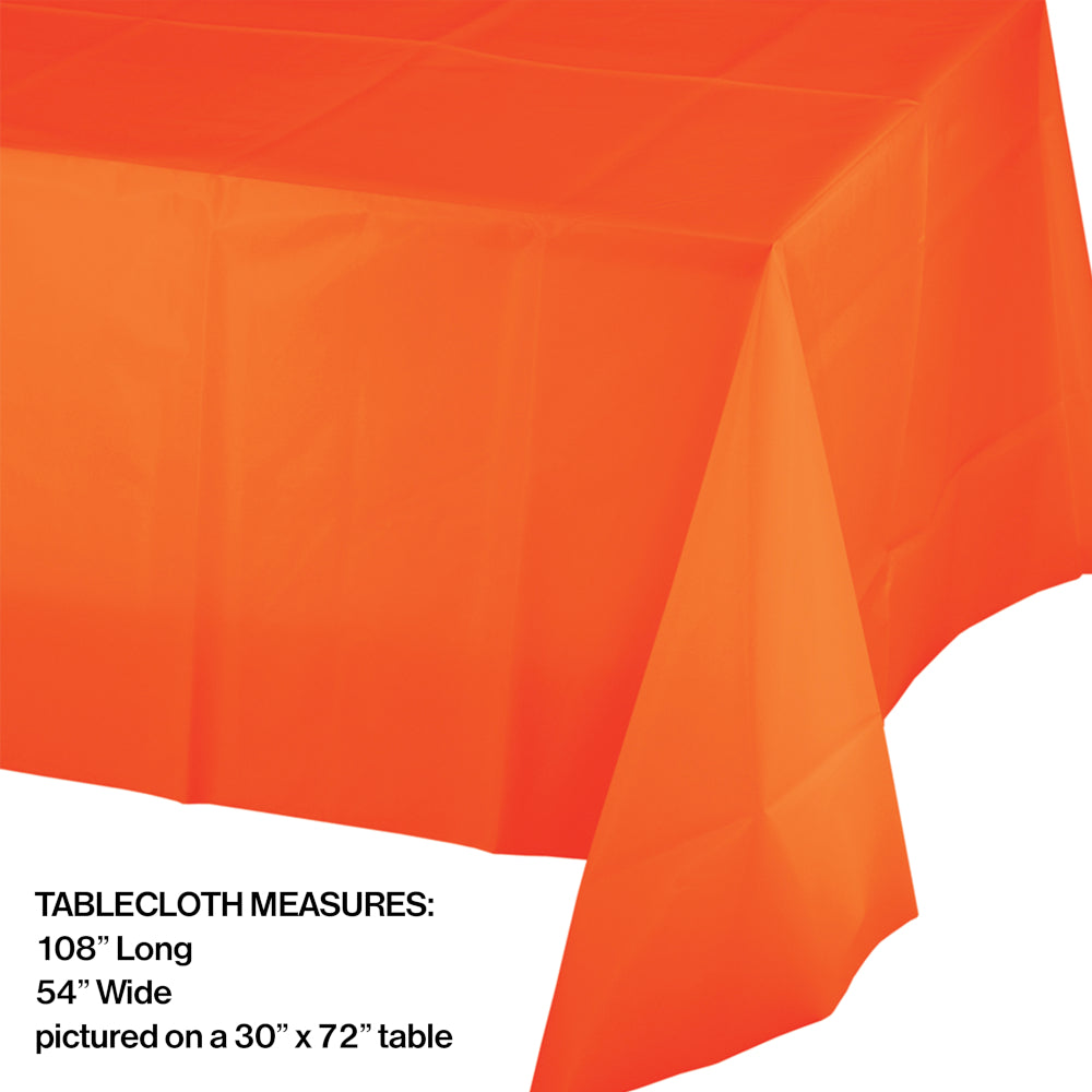 Sun Kissed Orange Rectangular Plastic Table Cover | Solids