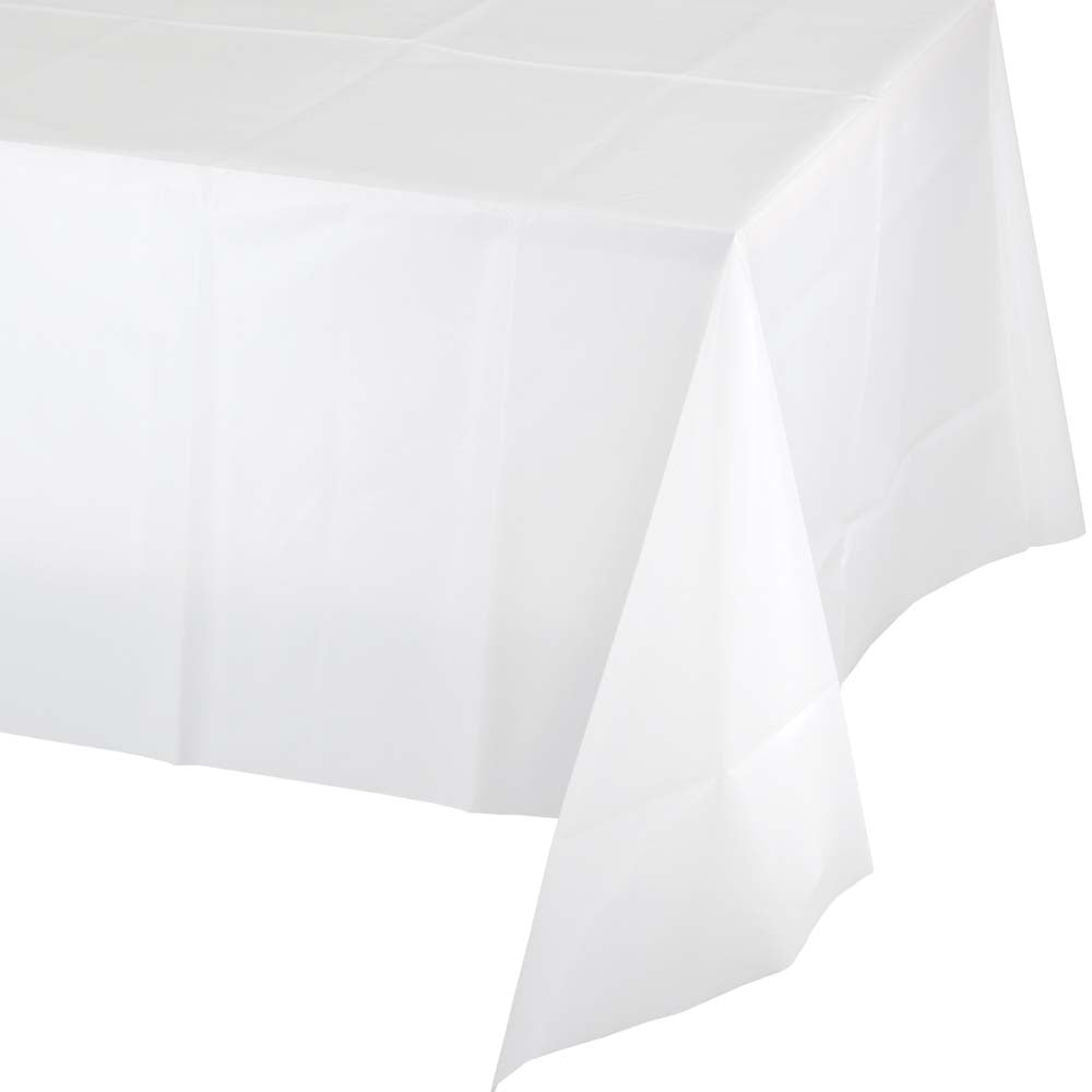 White Rectangular Plastic Table Cover | Solids