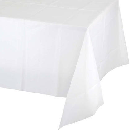 White Rectangular Plastic Table Cover | Solids