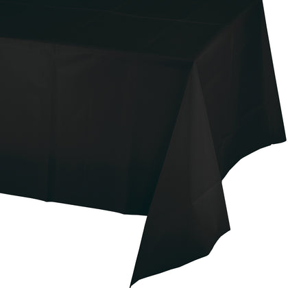 Black Velvet Rectangular Plastic Table Cover | Solids