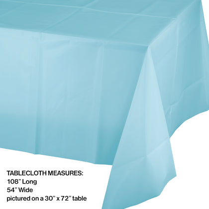 New Pastel Blue Rectangular Plastic Table Cover | Solids