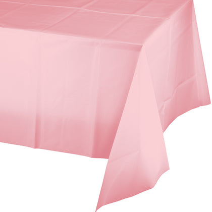 Classic Pink Rectangular Plastic Table Cover | Solids