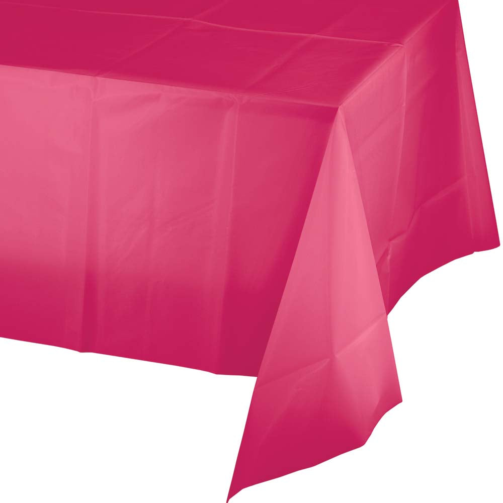 Hot Magenta Rectangular Plastic Table Cover | Solids