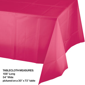 Hot Magenta Rectangular Plastic Table Cover | Solids