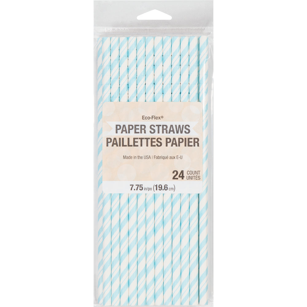 Light Blue Paper Straws 24ct | General Entertaining