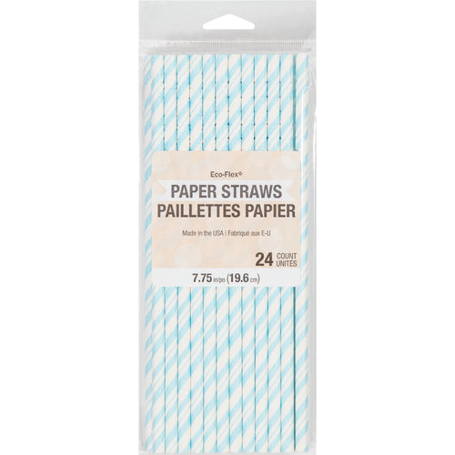 Light Blue Paper Straws 24ct | General Entertaining