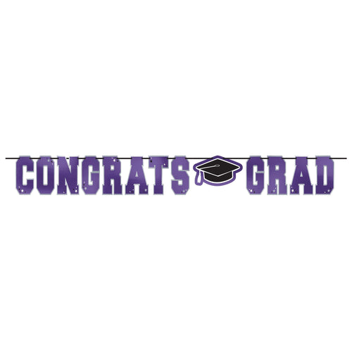 Purple Congrats Grad Banner Streamer | Graduation