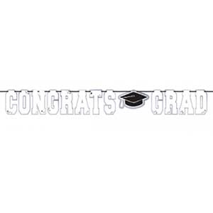 White Congrats Grad Banner Streamer | Graduation