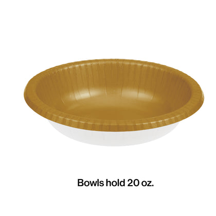 Glittering Gold 20oz Paper Bowls 20ct | Solids