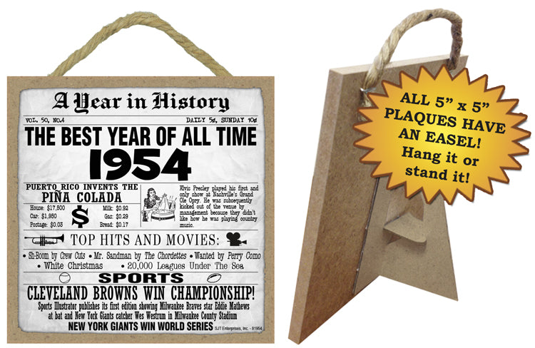1954 A Year in History Wooden Plaque