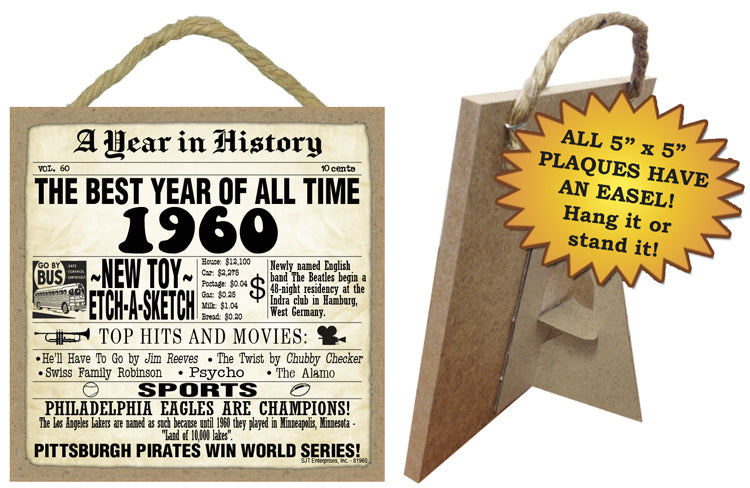 1960 A Year in History Wooden Plaque