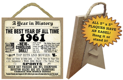 1961 A Year in History Wooden Plaque