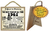 1961 A Year in History Wooden Plaque