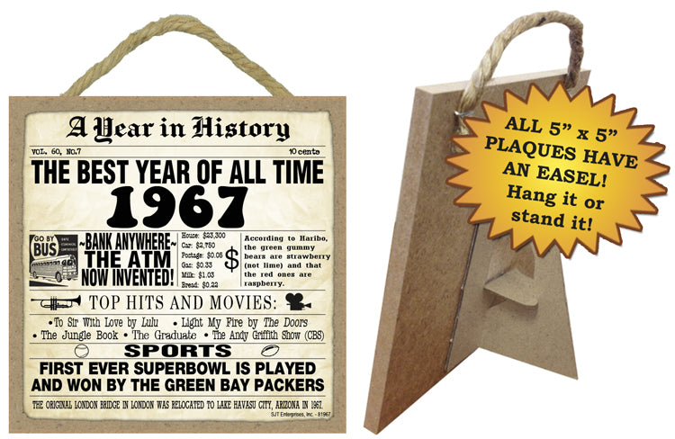 1967 A Year in History Wooden Plaque