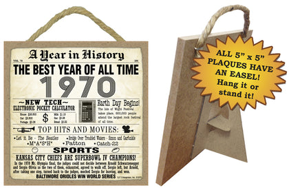 1970 A Year in History Wooden Plaque