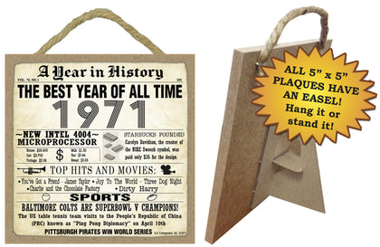 1971 A Year in History Wooden Plaque